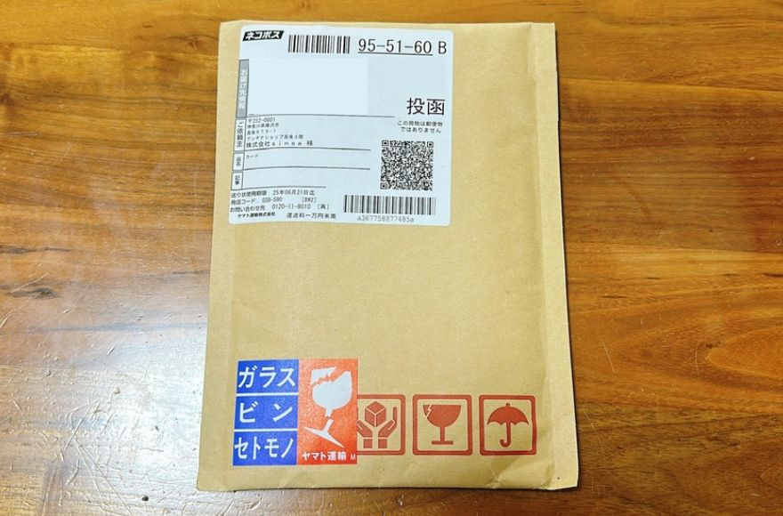 DOPAからネコポスで届いたカードの梱包状態