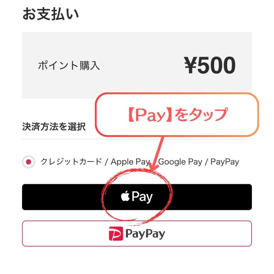 ApplePayの支払い画面