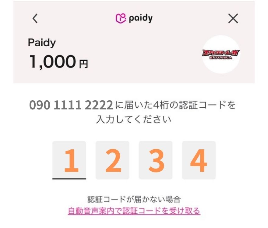 ペイディ支払い手順3