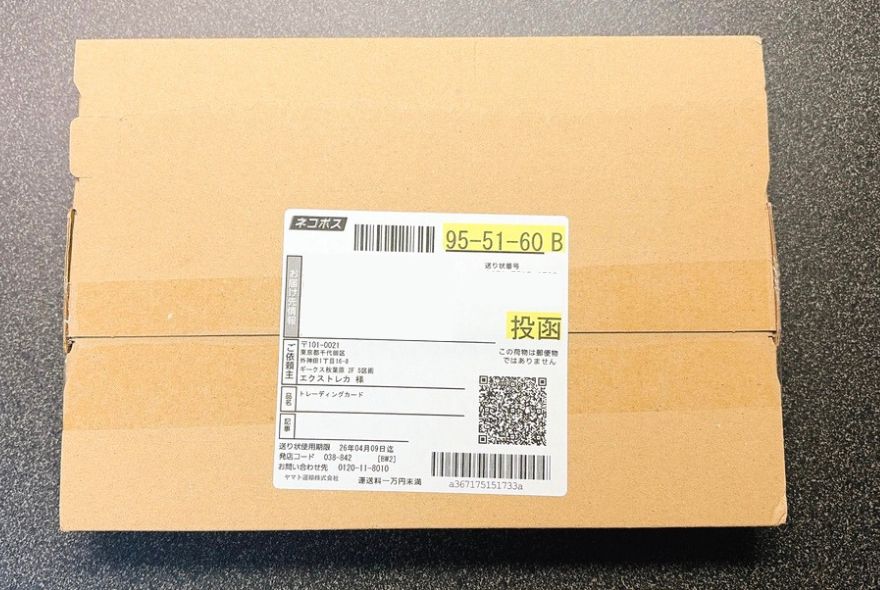 エクストレカから届いたネコポスの小型ダンボール