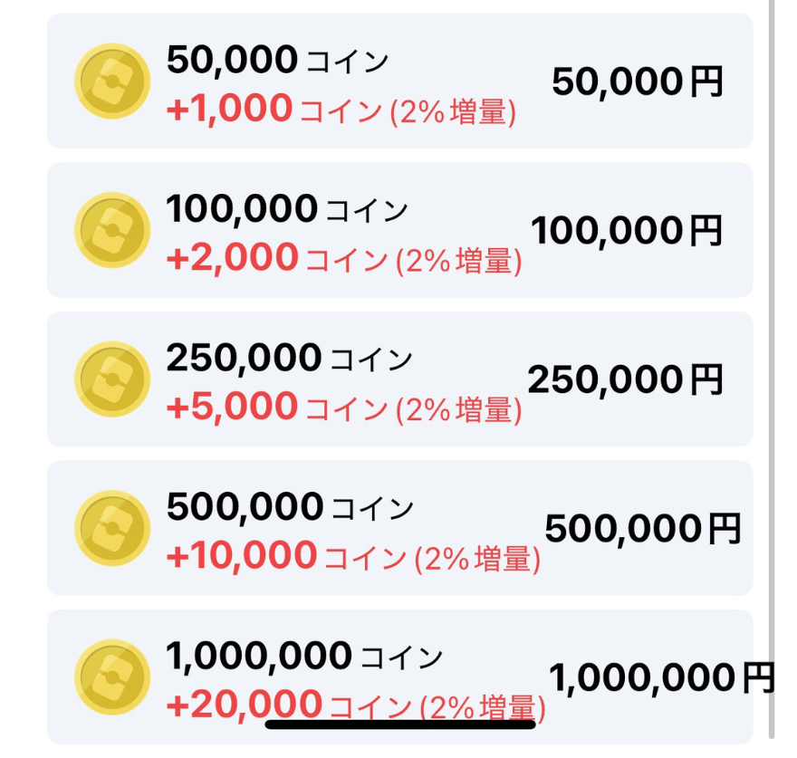 オリパワンのコイン購入種類2