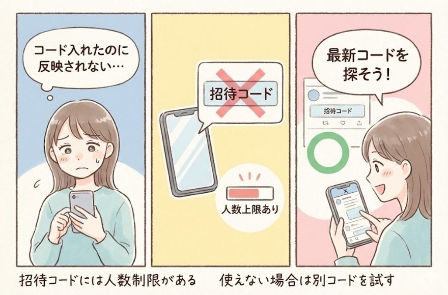 使えない招待コードがある
