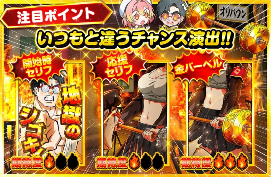 オリパワンの特訓演出のチャンスアップ演出を示す画像