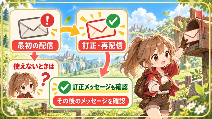 クーポンが使えないときは訂正や再配信のメッセージを確認