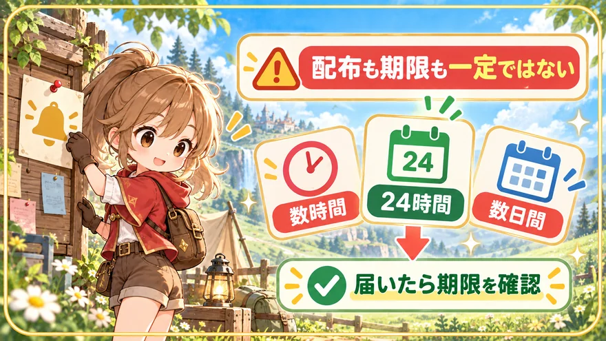 クーポンの配布は不定期で有効期限も異なるため、届いたら期限を確認