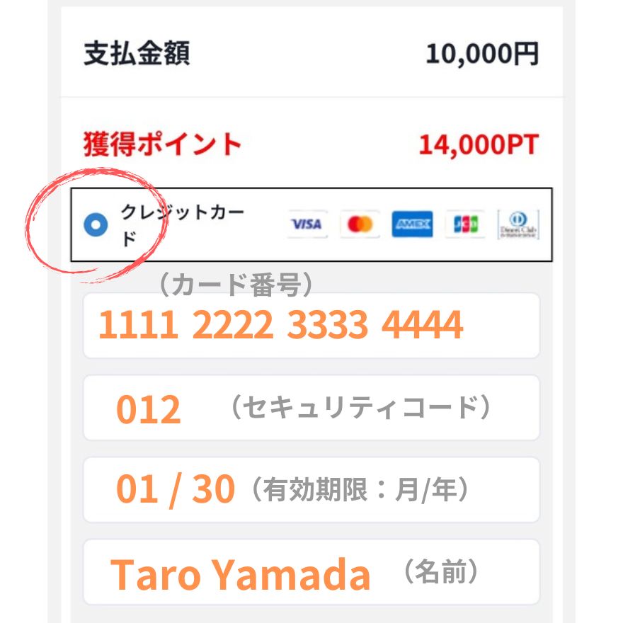 クレジットカード支払い手順3