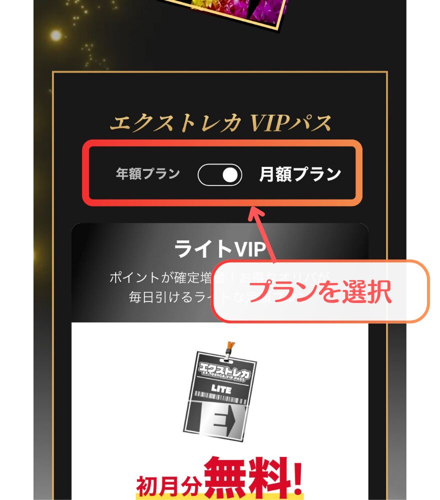 エクストレカVIPパス加入手順2