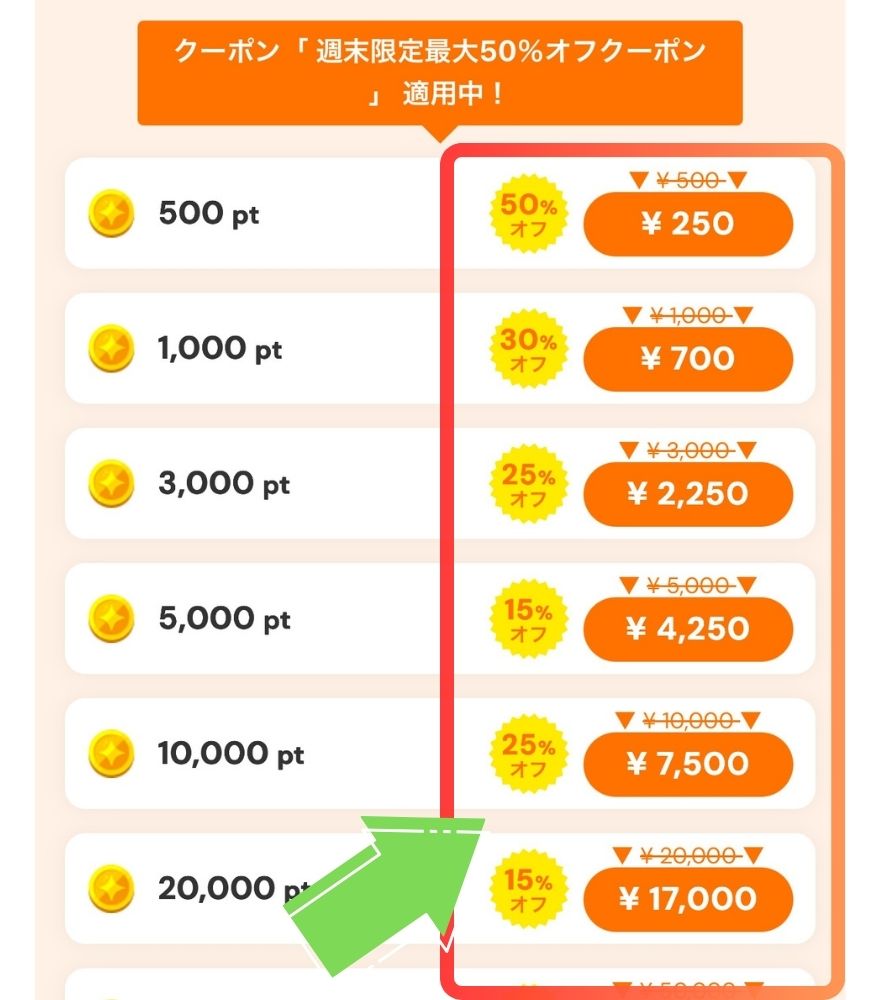 アイリストレカクーポン入力手順5