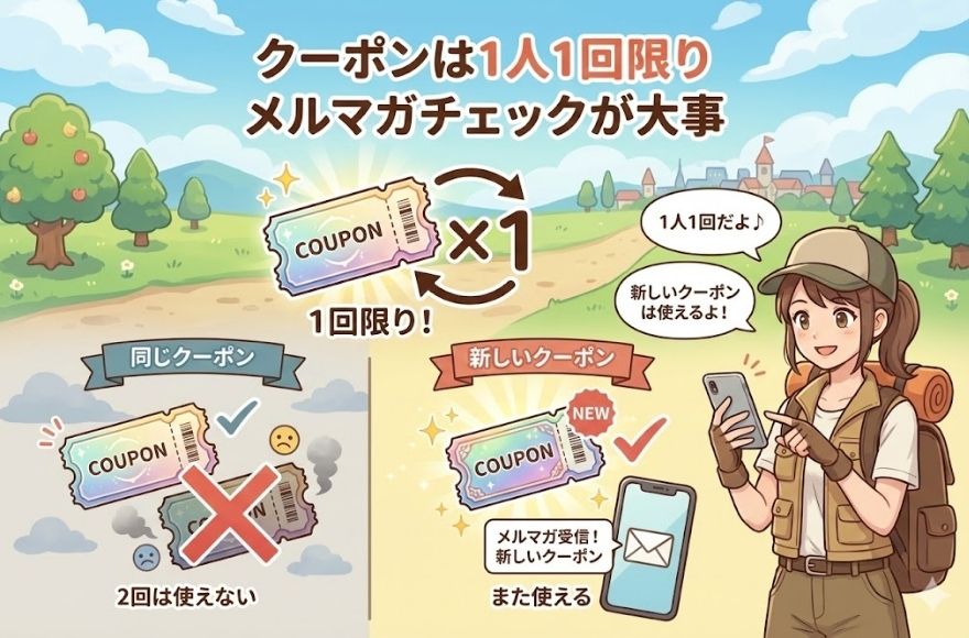 クーポンは1人1回限り