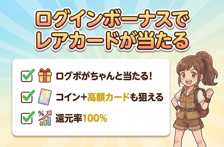 ログインボーナスでレアカードが当たる