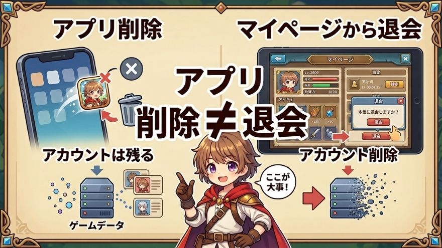 アプリを削除しただけでは退会にならない