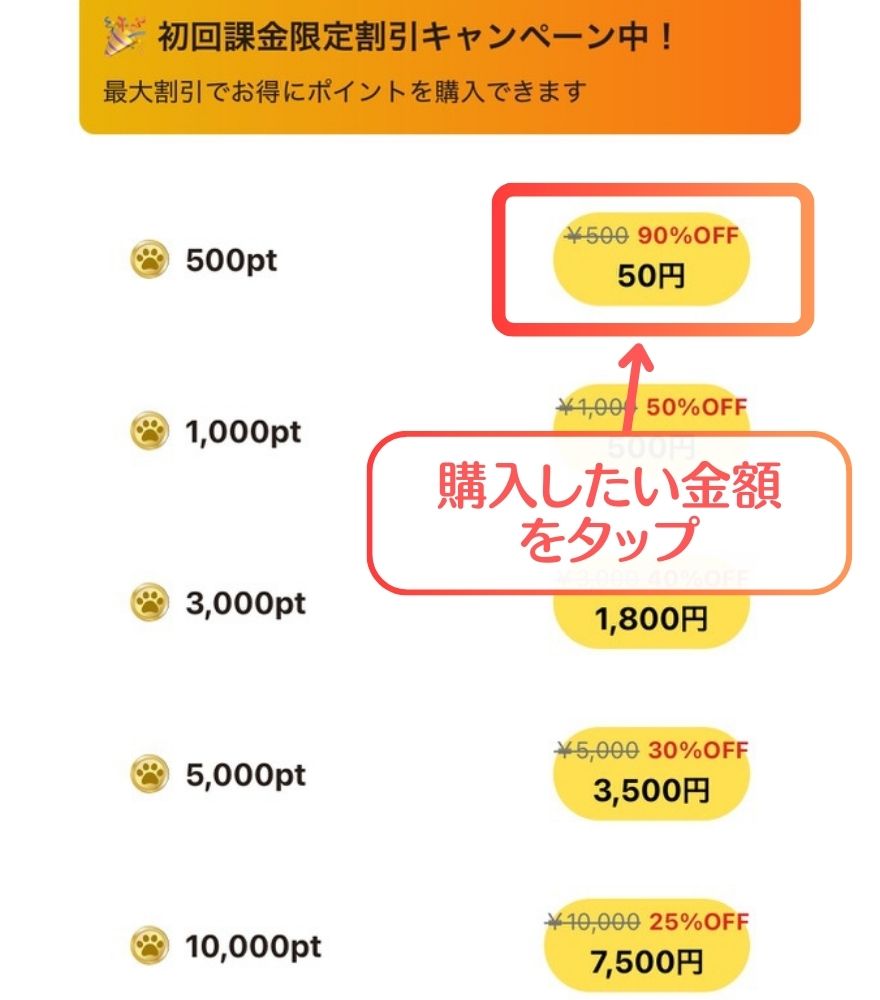 TORAオリパクレジットカード購入手順2