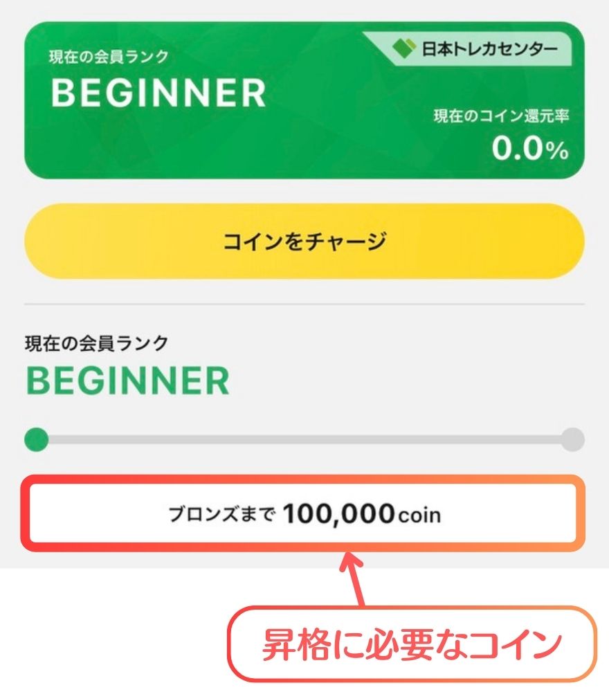 ブロンズランク昇格に必要なコイン数