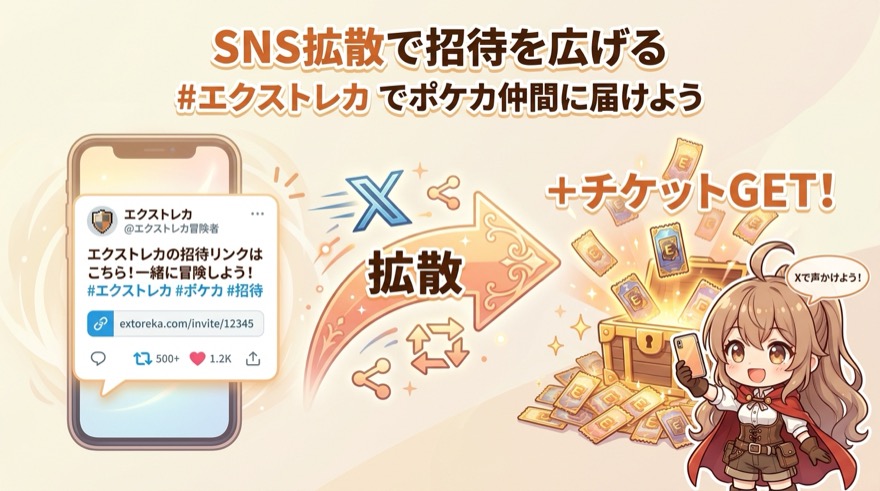 エクストレカの招待リンクをX(SNS)で拡散する方法の図解