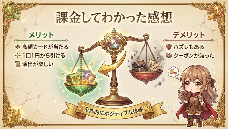 DOPAオリパ課金してわかった感想 メリット3つとデメリット2つの天秤比較