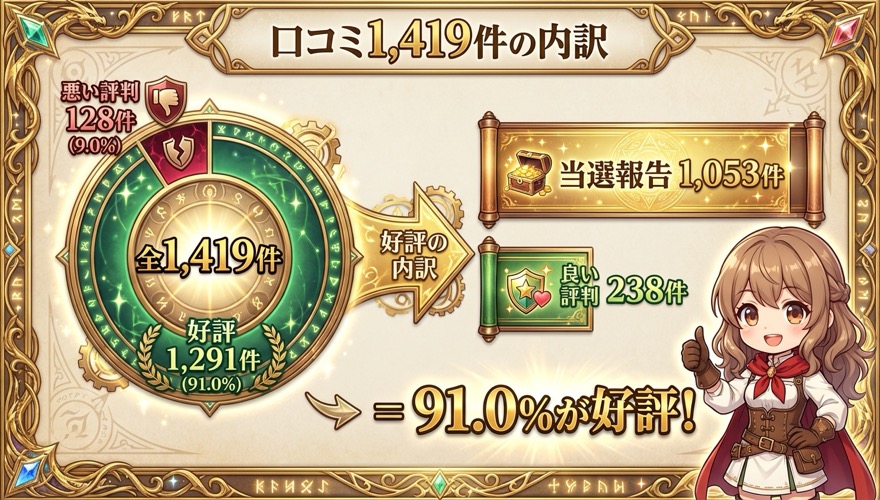 オリパワンの口コミ1419件の内訳図解