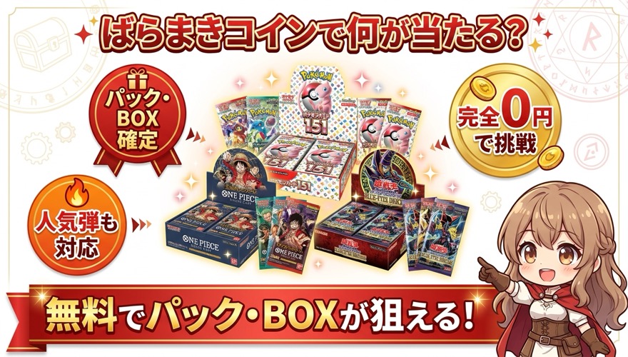 ばらまきコインで当たる商品を示す図解