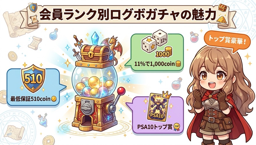 オリくじ会員ランク別ログボガチャの特徴図解
