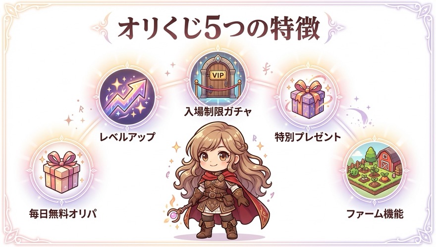 オリくじの5つの特徴の図解