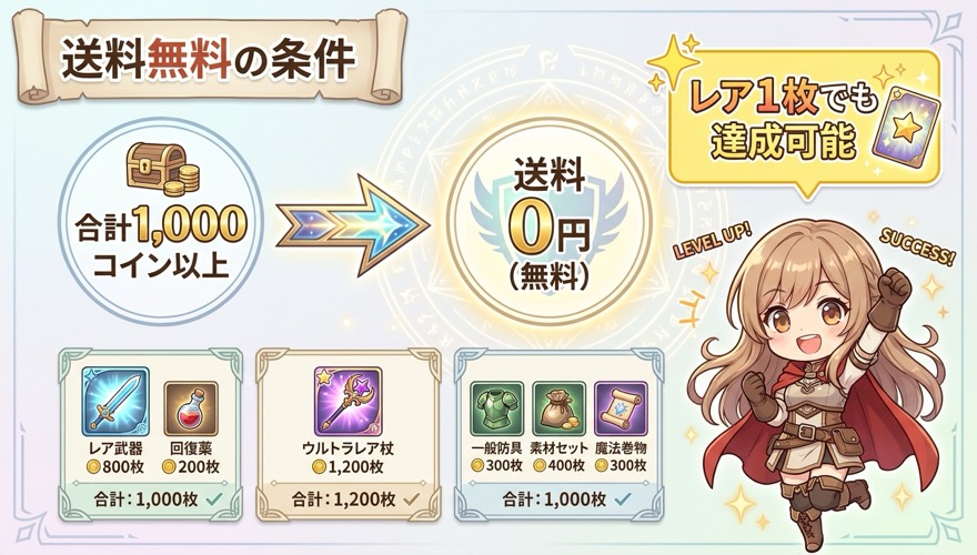 合計1,000コイン以上で送料無料