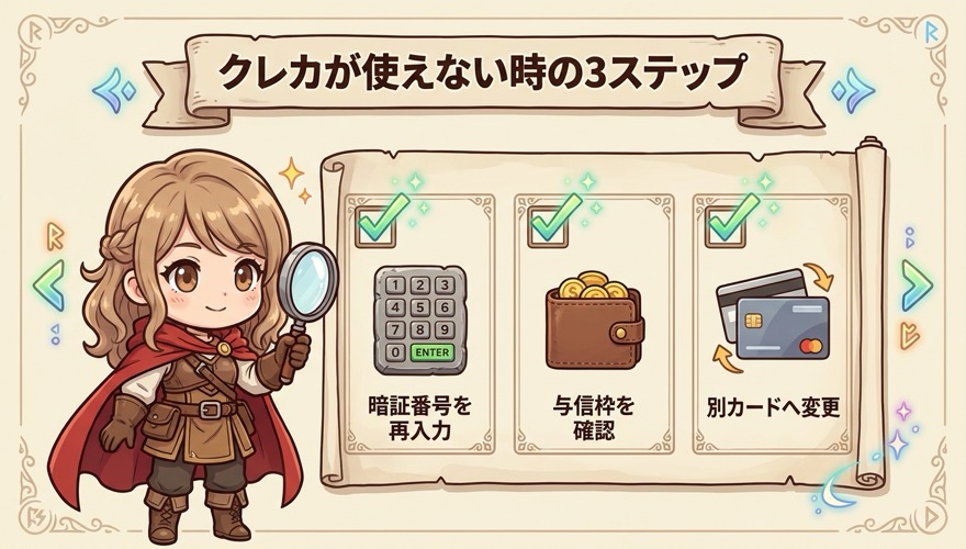 オリパワンでクレジットカードが使えない時の3ステップ対処法