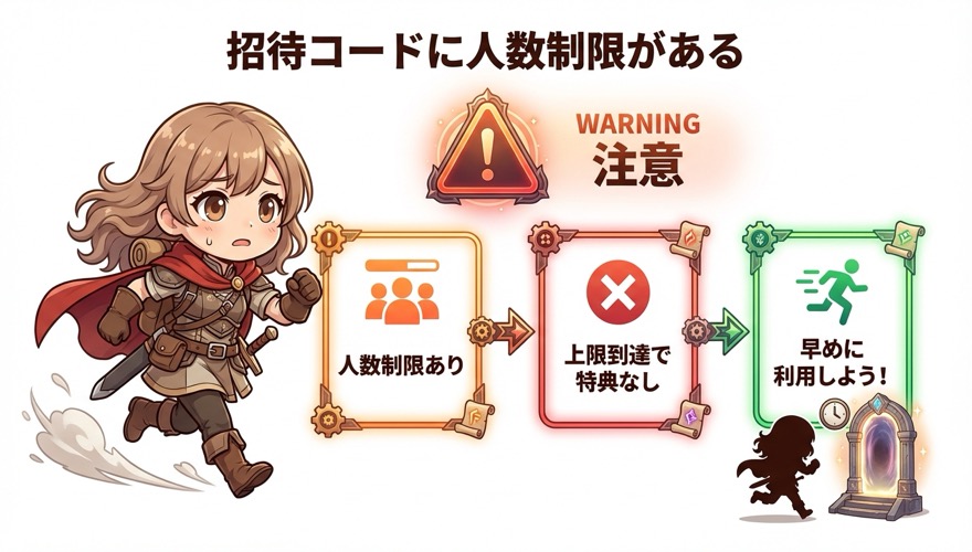 オリパワン招待コードの人数制限に関する警告図