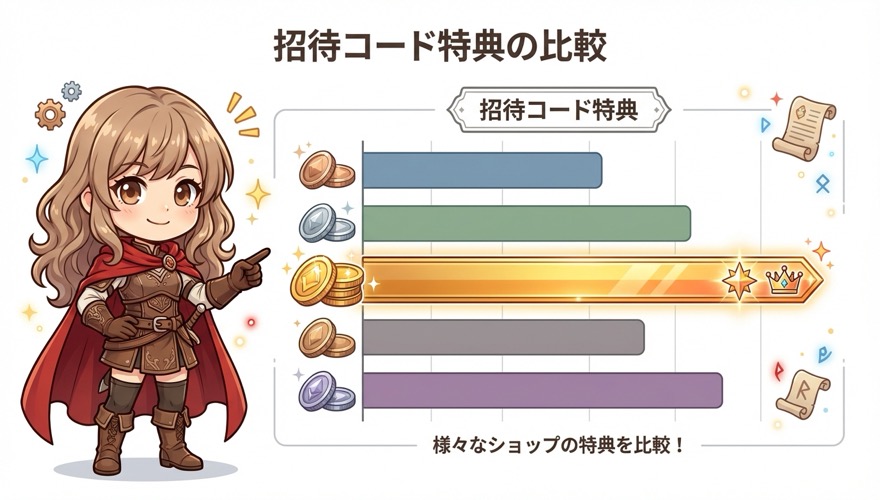 オリパワンと人気5社の招待コード特典比較グラフ