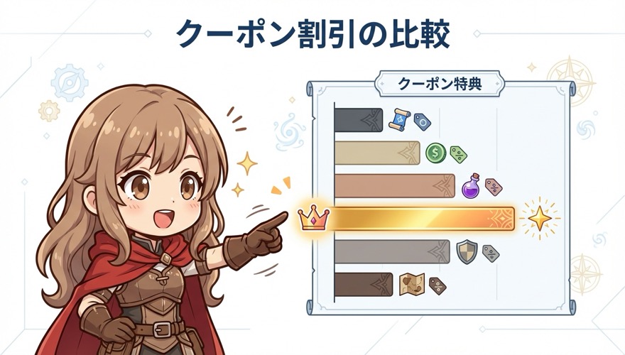 オリパワンと人気5社のクーポン割引比較グラフ