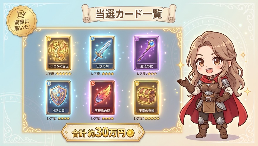 オリくじの当選カード一覧の図解