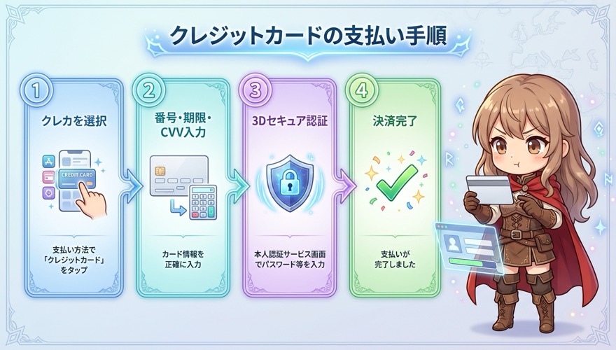 オリパワンのクレジットカード支払い手順4ステップ図解