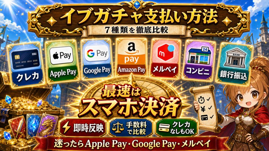 イブガチャの支払い方法7種類を比較した図解