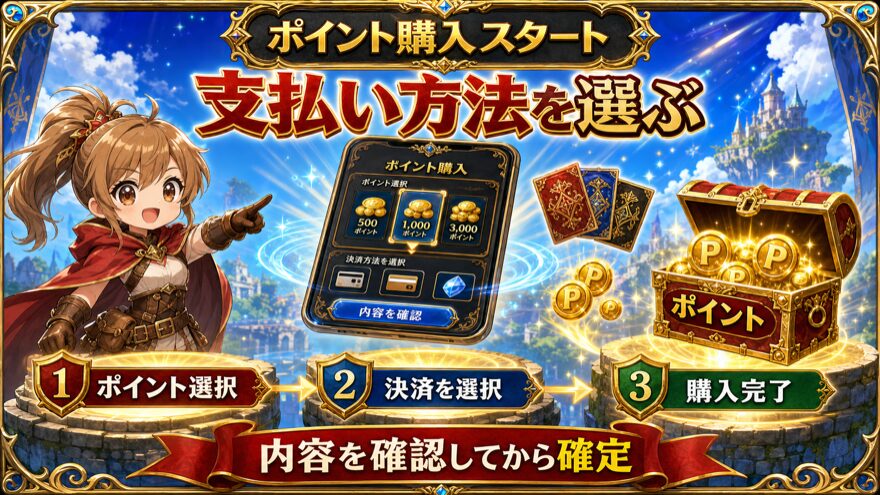 イブガチャのポイント購入で支払い方法を選ぶ手順図解