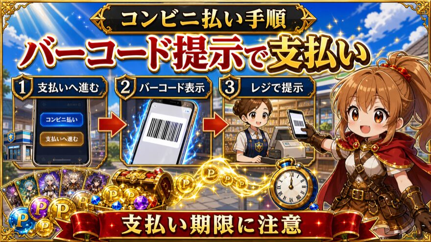 イブガチャのコンビニ払いはバーコード提示で支払う手順図解