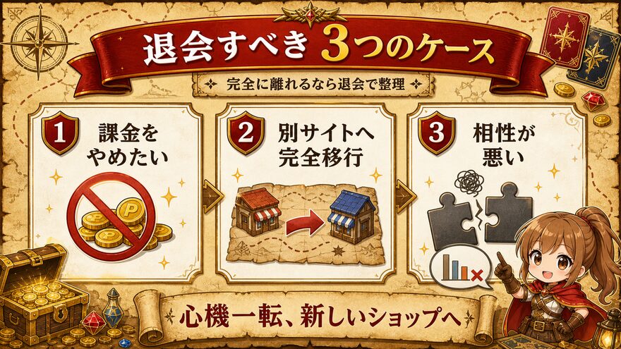 エクストレカを退会すべき3つのケースの図解