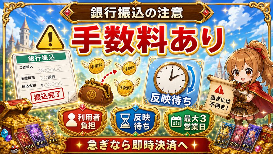 クローブオリパ 銀行振込は手数料がかかるの図解