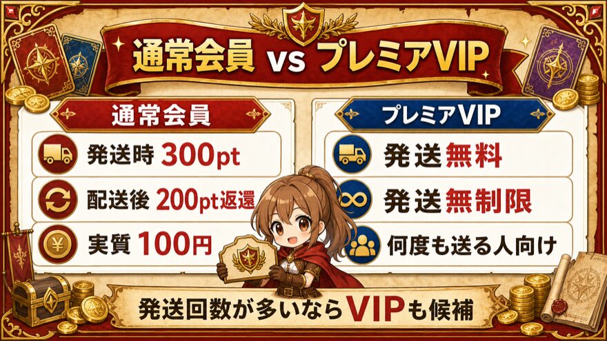 エクストレカ通常会員とプレミアVIPの送料比較図解