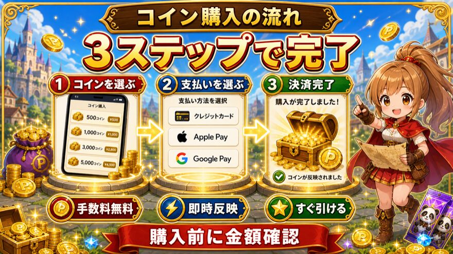 おりパンダ 支払い方法 図解|購入するコイン・支払い方法を選択