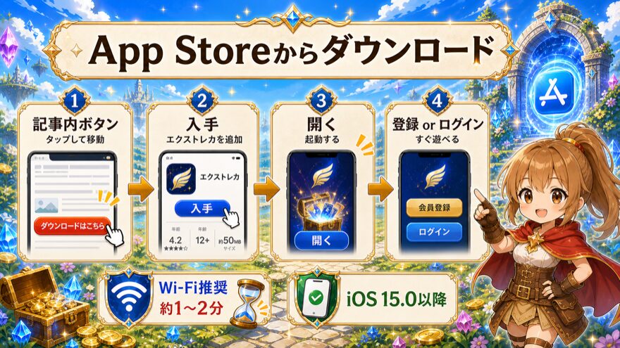 エクストレカアプリ App Storeからダウンロードする手順の図解