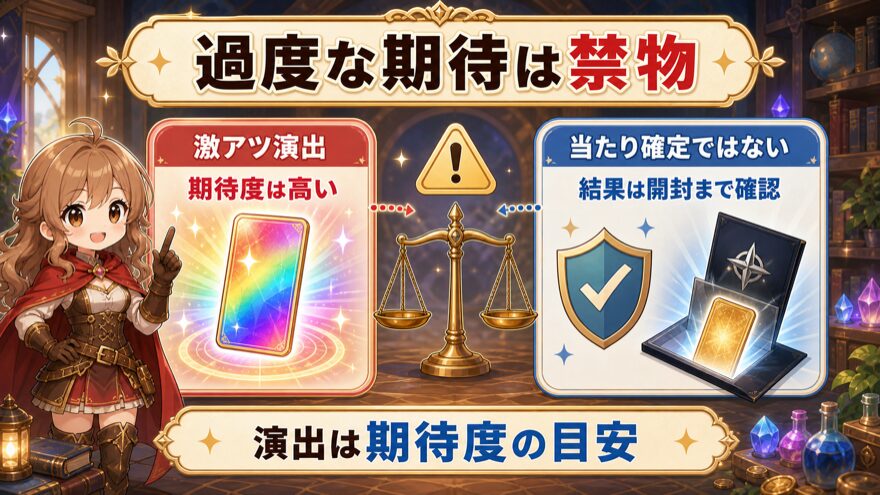 エクストレカ演出の過度な期待への注意点を示す図解