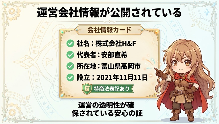 運営会社情報が公開されている