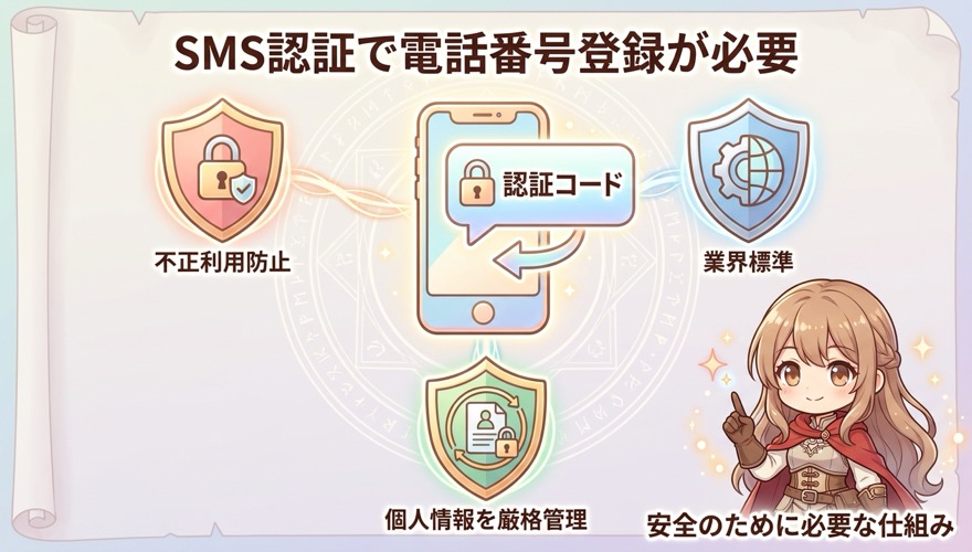 SMS認証で電話番号登録が必要