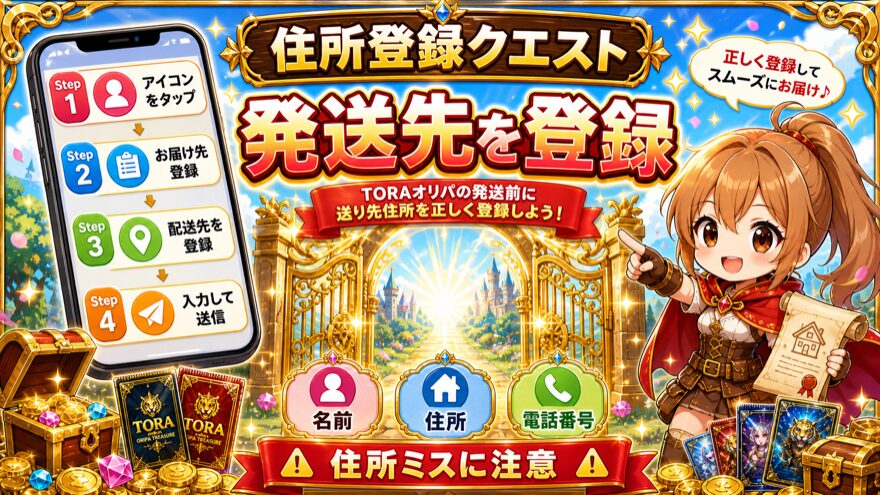 TORAオリパ発送先住所登録の手順図解