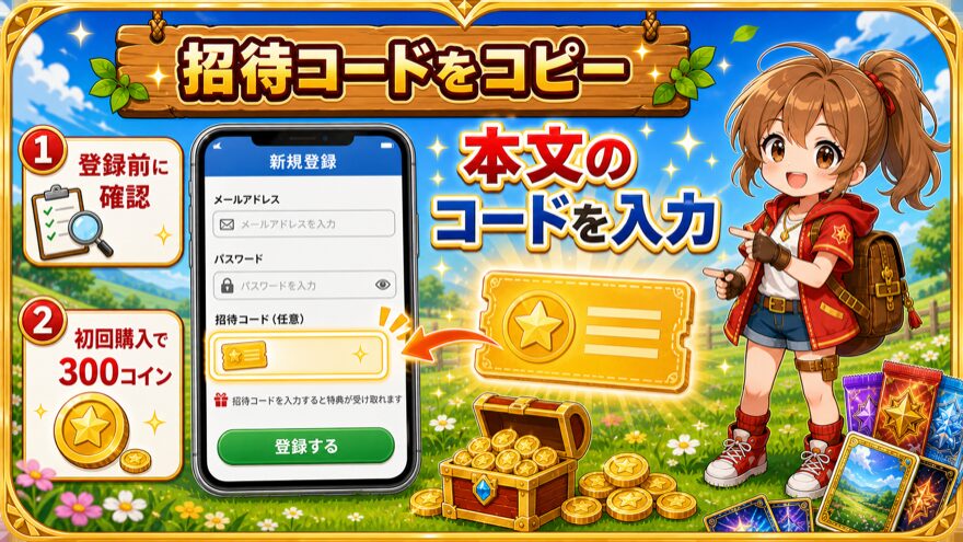 オリパスマッシュ招待コードを本文から入力する図解