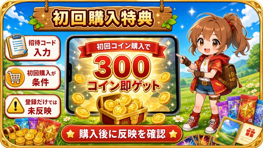 オリパスマッシュ初回購入300コイン特典の図解