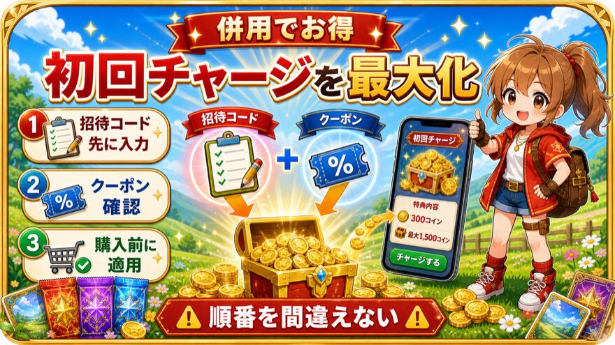 オリパスマッシュ招待コードとクーポン併用の図解