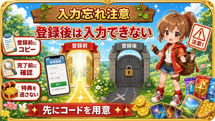 オリパスマッシュ招待コードは登録後に入力できない注意点の図解