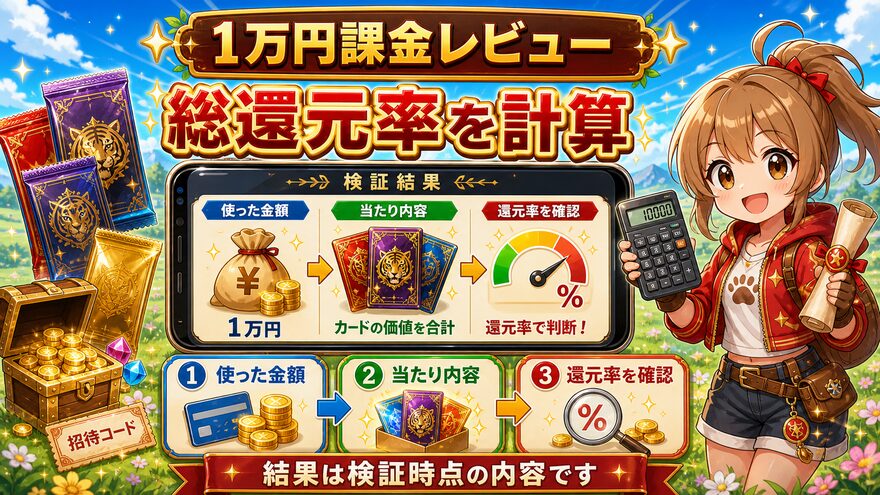 TORAオリパの1万円課金レビューで総還元率を計算する図解