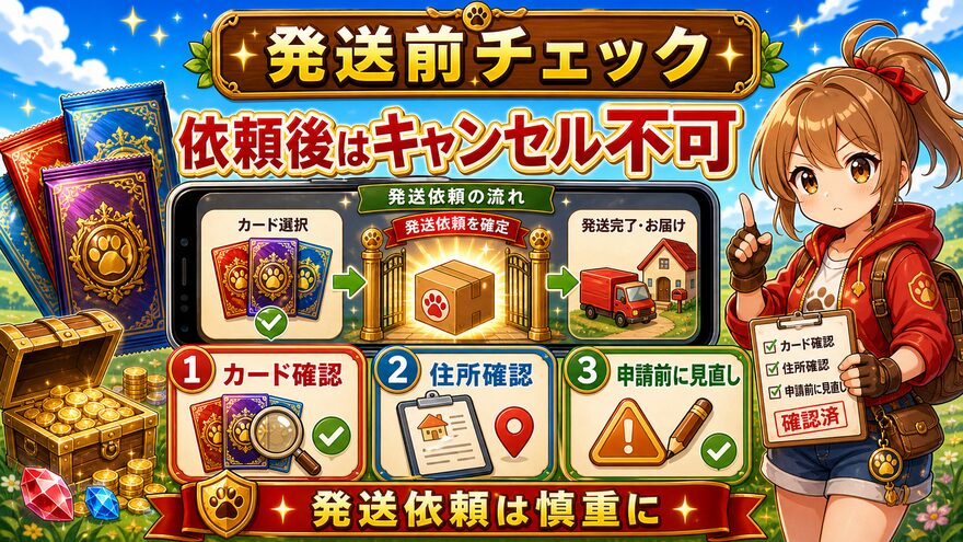 TORAオリパの発送依頼後キャンセル不可を説明する図解