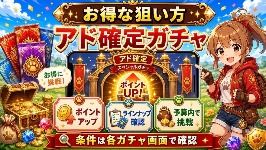 TORAオリパのアド確定ガチャでポイントアップを狙う図解