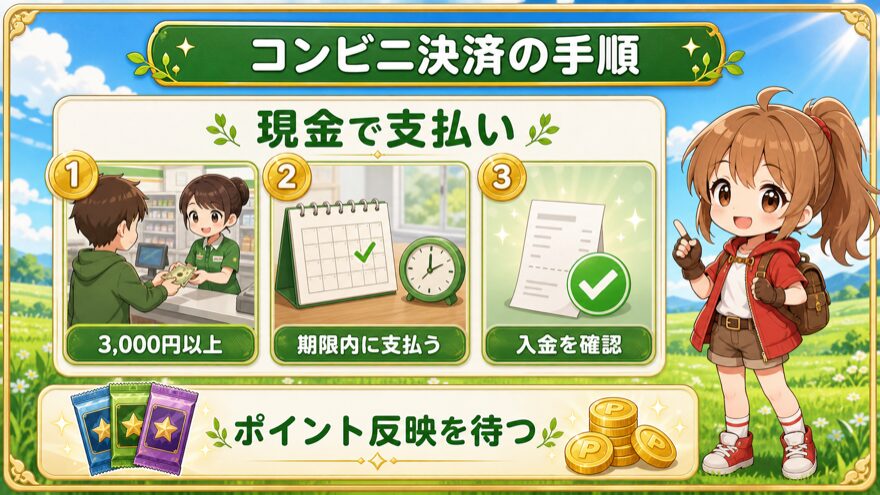 DOPAでコンビニ決済する手順を示す図解
